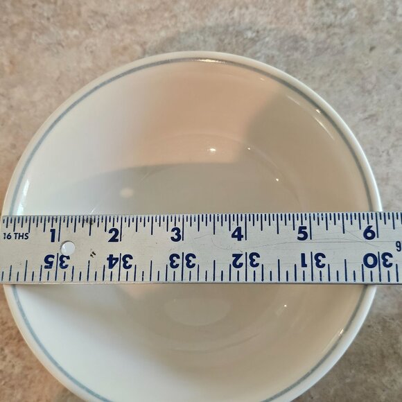 Corelle Soup Cereal Bowls beige bowl dusty blue stripe 6.25” set of 2 Corning - Picture 7 of 13